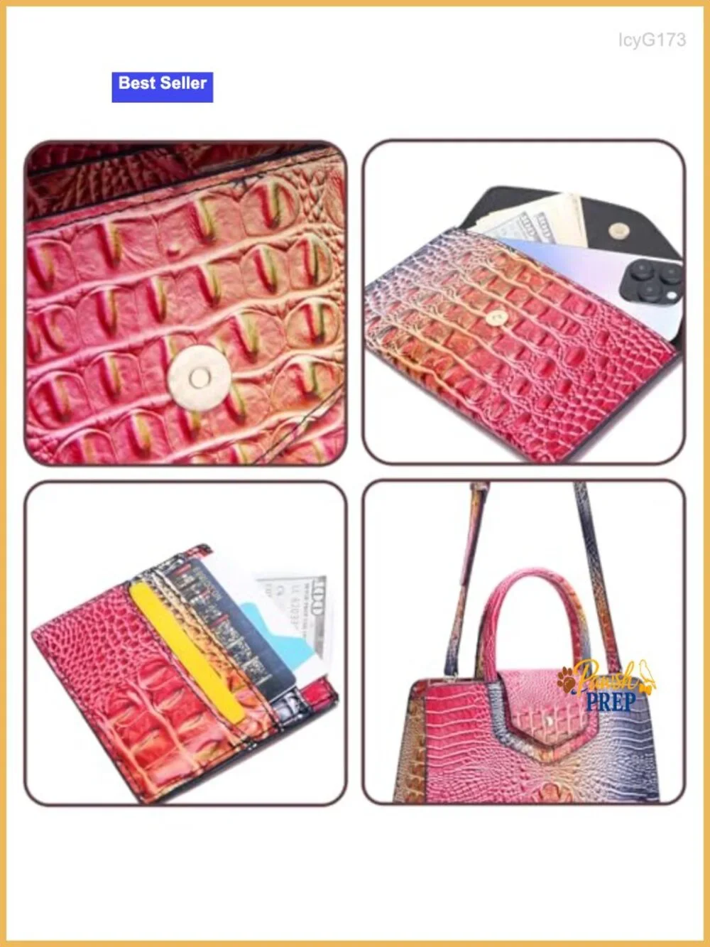 Women's Vegan Leather Satchel Handbag Set - 3 Piece with Wallet & Cardholder